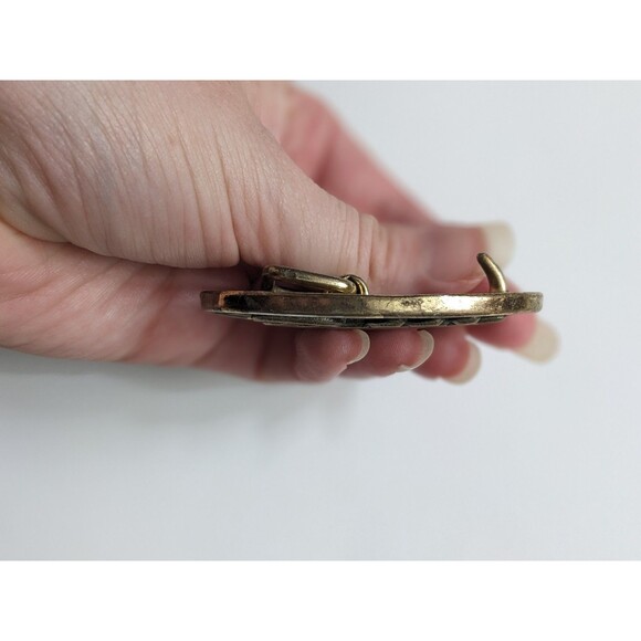 Vintage 1970's DEBBIE Name Belt Buckle by Oden Brass Oval Woodgrain Made‎ in USA - Picture 5 of 8